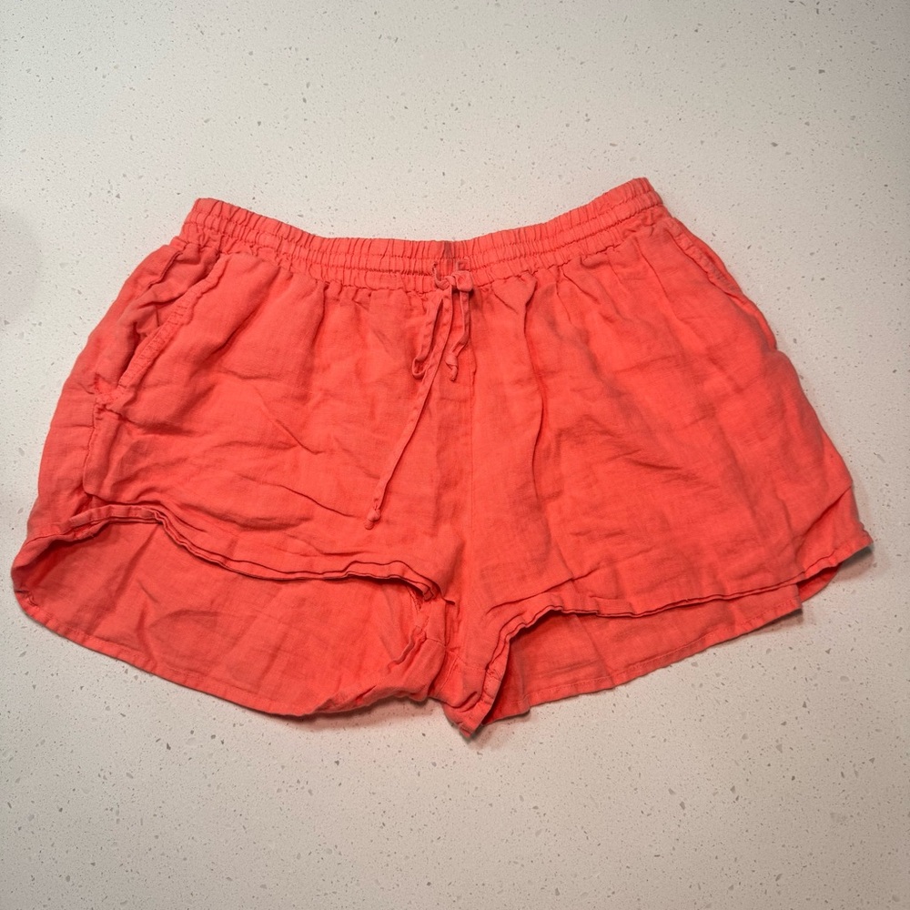 Jolie Women Orange Linen Shorts Size Medium